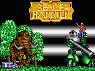 Space Harrier title screen for Amiga